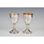 Two Victorian silver goblets one by Robert Harper, London, 1864, gilt interior, top of stem