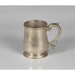A George II silver half pint beer mug John Barbe, London, 1755, of baluster form with slightly