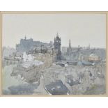 Andrew P. Neilsen (1920-2004) 'Edinburgh with castle'watercolour, pen and ink, signed and