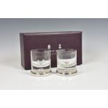 A cased pair of Mappin & Webb silver mounted tumblers, Mappin & Webb Ltd, Birmingham, 2008, 4in. (