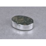 A 19th century silver and moss agate snuff box, oval form, probably Continental, unmarked, 5.8 x 4.