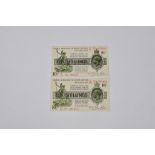 British Banknotes - Two 1st Fisher issue Ten Shillings, c.1919, Signatory N. F. Warren Fisher,