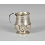 A George III silver baluster half pint beer tankard, Solomon Hougham, London, 1816, half-gadrooned