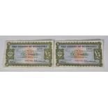 British Banknotes - The States of Guernsey £5 (2), 1st March, 1965, Signatory L. A. Guillemette,