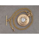 A 9ct gold half hunter keyless wind pocket watch, retailed by Benson of London, hallmarked London