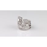 An 18ct white gold and diamond Battito ring by Damiani, retailed by Mappin & Webb, the openwork ring