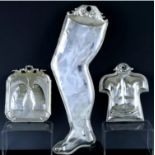 EX-VOTO Italy - Silver plate and silver body parts, early 20th century, the lungs silver plate,