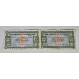 British Banknotes - The States of Guernsey £5 (2), 1st December, 1956, Signatory L. A.