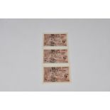 British Banknotes - Three States of Jersey German Occupation Six Pence banknotes, c.1942,