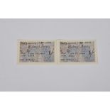 British Banknotes - consecutive pair States of Jersey German Occupation One Shilling banknotes,