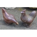 A pair of stoneware figures of chickens, the largest 17.7in. (45cm) high. (2) * Small break on