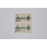 British Banknotes - Two 3rd Bradbury issue Ten Shilings, c.1918, Signatory John Bradbury, serial