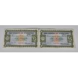 British Banknotes - The States of Guernsey £5 (2), 1st March, 1965, Signatory L. A. Guillemette,