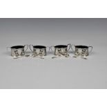 A set of four late Victorian silver open salts, Harrison Brothers & Howson, Sheffield, 1900, of