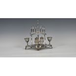 An unusual late Victorian silver plate breakfast set/stand, John Gilbert & Sons, c.1894, of shaped