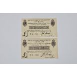 British Banknotes - Two 2nd Bradbury issue One Pound, c.1914, Signatory John Bradbury, serial