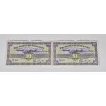 British Banknotes - The States of Guernsey £1 (2), both dating 1st March, 1962, Signatory L. A.