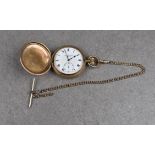 A rolled gold full hunter keyless wind pocket watch by Thomas Russell & Son, Liverpool, signed Swiss