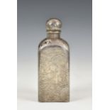 An exceptionally fine quality Continental silver cased glass hunting flask / bottle, of
