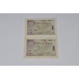 British Banknotes - consecutive Two States of Jersey German Occupation One Pound banknotes, 1942,