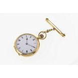 An Edwardian 18ct gold open face fob watch, London import marks, 1911, fob wind English 16 jewel