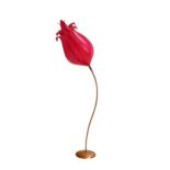A Colin Chetwood 'Faith' floor lamp, with lacquered paper flower shaped shade and copper stem and