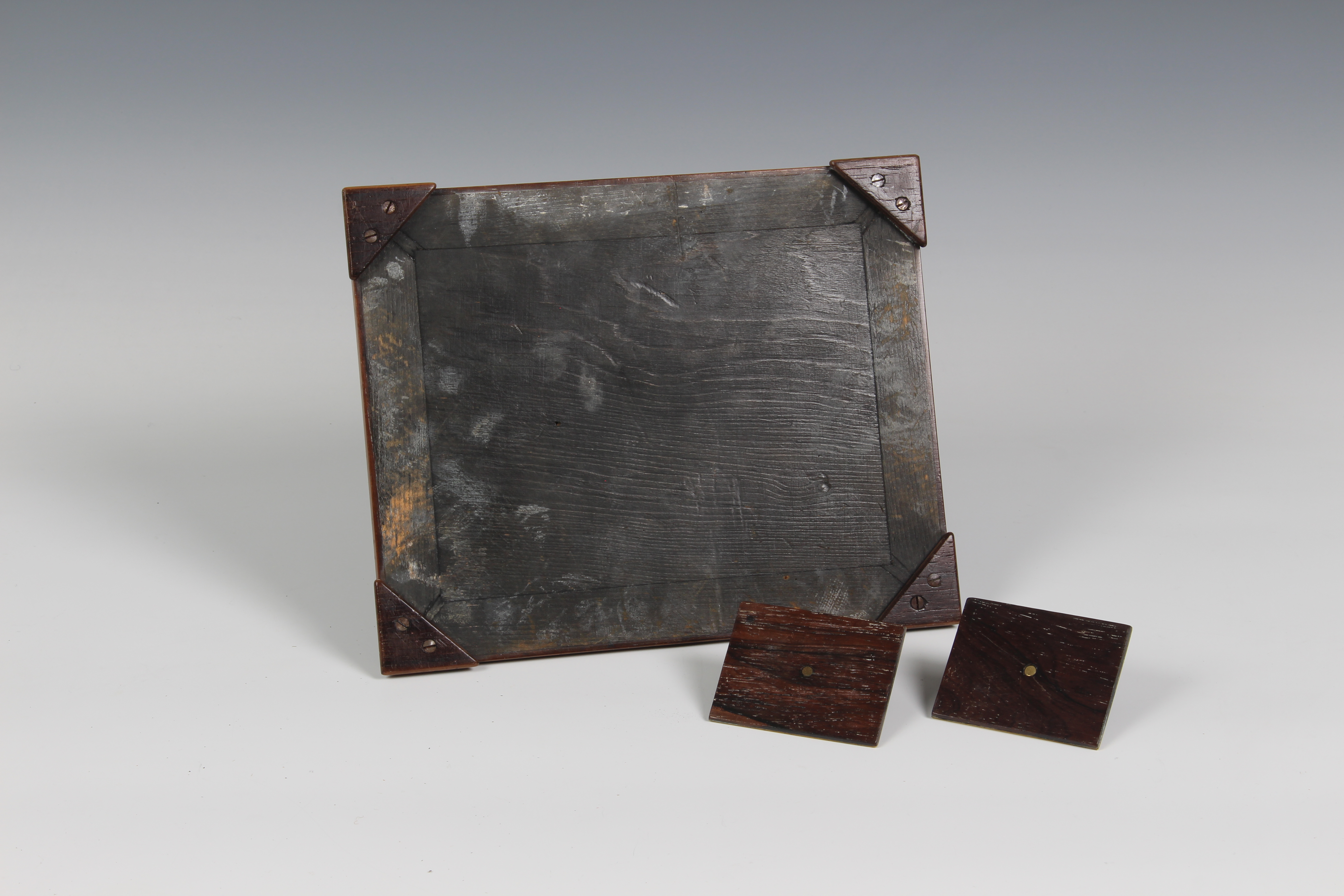 A 19th century Boulle ink stand, the rectangular stand with two brass pen trays and two lidded - Image 3 of 3