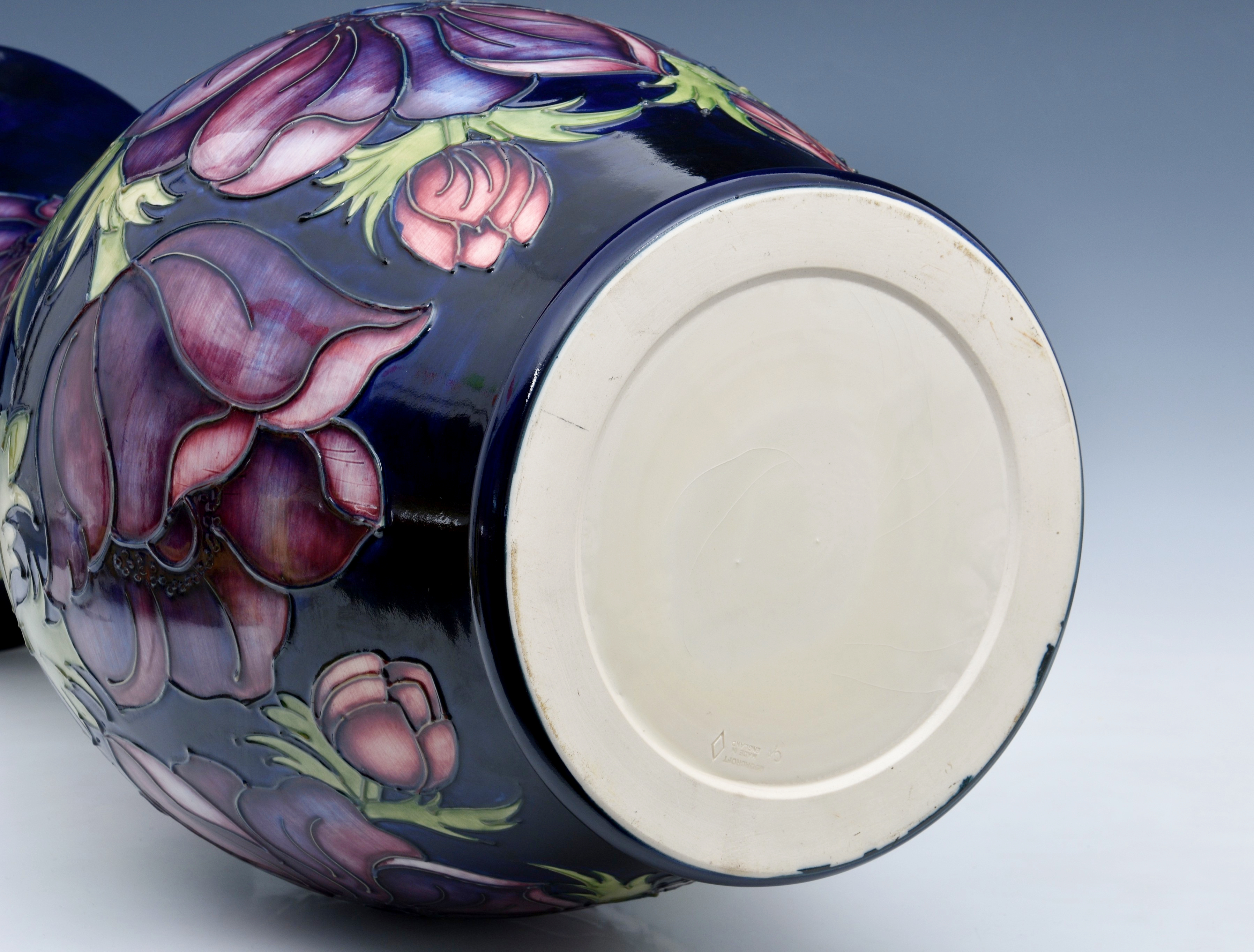 A large Moorcroft Pottery floor standing baluster vase, with flared rim, 'anemone' pattern, on - Image 3 of 3