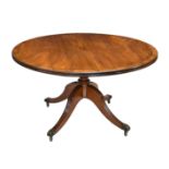 A 19th century mahogany tilt-top breakfast table, the circular top with reeded edge and rosewood