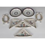 A Chinese Porcelain Famille Rose part Supper Set, comprising of four triangular dishes, each