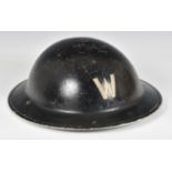 An original WWII Second World War 1939 dated Civil Defence / Air Raid Wardens steel brodie helmet,