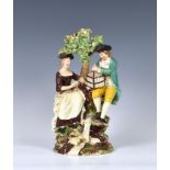A large Staffordshire Walton style Pearlware pottery figure group, second quarter 19th century,