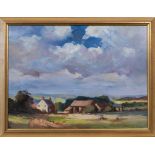 Attributed to John Foulger (British, 1943-2007), The Farm, oil on board, framed, 11½ x 15½in. (29.