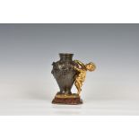 Auguste Moreau (1834-1917), French 19th century, patinated bronze and marble decorative vase, casted