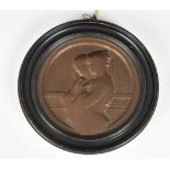 Eric Bradbury - a bronze tondo plaque, 'The Sisters', c.1915, handwritten label verso, inscribed '"