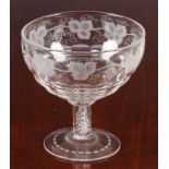 A large 19th century glass pedestal footed bowl, with air-twist stem, the bowl with a deep band of