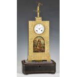 A rare French gilt metal mantel clock with Chappe semaphore automata, early 19th century, the case