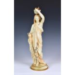A Royal Worcester porcelain figure of a Grecian water carrier, date code 1891, puce printed and