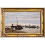 Charles Thornely (aka William Thornley) (British, fl.1858-1898), A Dutch estuary scene, oil on