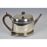 A George III silver tea pot and stand, John Touliet, London 1791, plain oval form with two