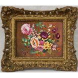 A late 19th century painted porcelain plaque, depicting a spray of spring flowers, oil on porcelain,