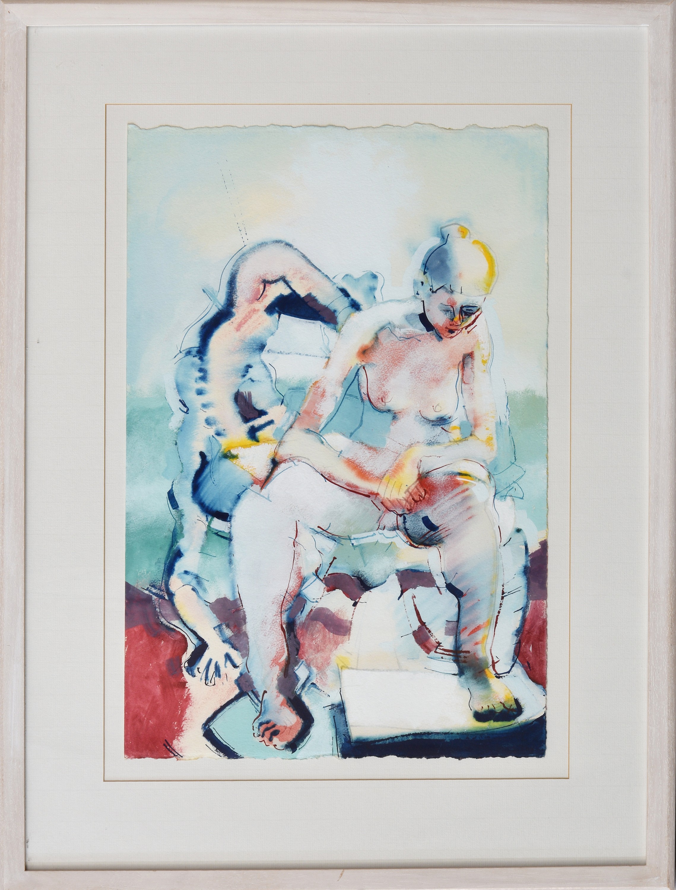 Peter Wright (20th century), "Gymnasts", two female nudes, titled on reverse in biro, 22½ x 15in. ( - Image 2 of 2