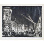 Sir Muirhead Bone NEAC, HRSA, HRWS (Scottish, 1876-1953), Piccadilly Circus at Night, drypoint