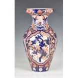 A Japanese Imari porcelain baluster vase, early 20th century, painted in the typical palette with