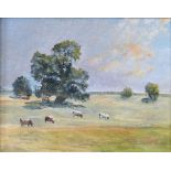 Sheila Elizabeth Noble (British, b.1933), Oak Trees & Cows in Hythe, Kent, oil on canvas, signed and
