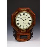 A William IV rosewood and brass inlaid drop-dial wall timepiece, by Thomas Holmes of Addingham,