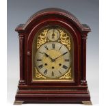 A German mahogany cased quarter striking musical mantel clock, 1920s-30s, the three train, eight day