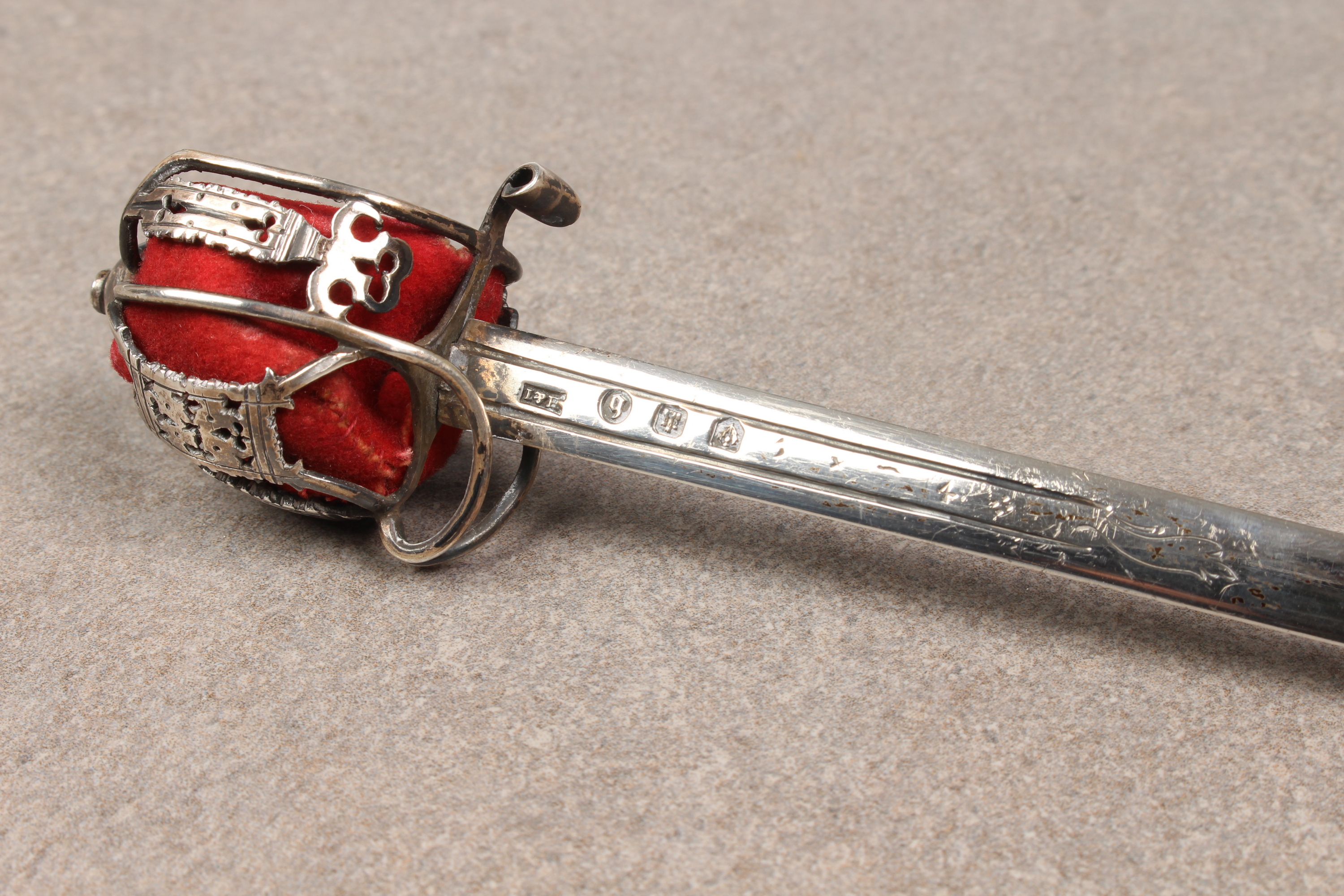 A Victorian Scottish novelty silver letter opener in the form of a Scottish court sword, - Image 3 of 5