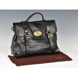 A black soft buffalo leather Mulberry oversized 'Alexa' handbag, ref. HH7541/671A100, with brushed