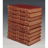 Victor Hugo, Oevres Completes, nine illustrated volumes in red cloth covers published by E.